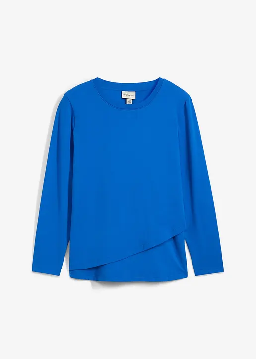 2-in-1 Umstands- und Stillshirt aus Bio-Baumwolle in blau von vorne - bonprix