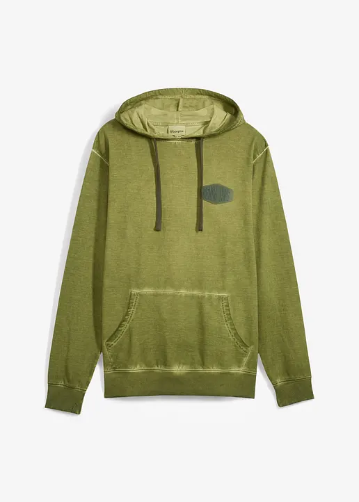 Kapuzensweatshirt aus Bio-Baumwolle in grün von vorne - bonprix