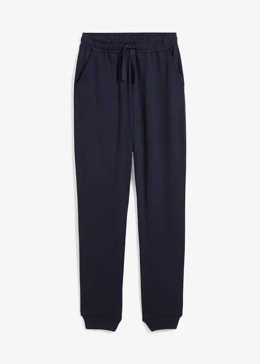 Jogginghose aus weichem Baumwoll-Mix in blau von vorne - bonprix