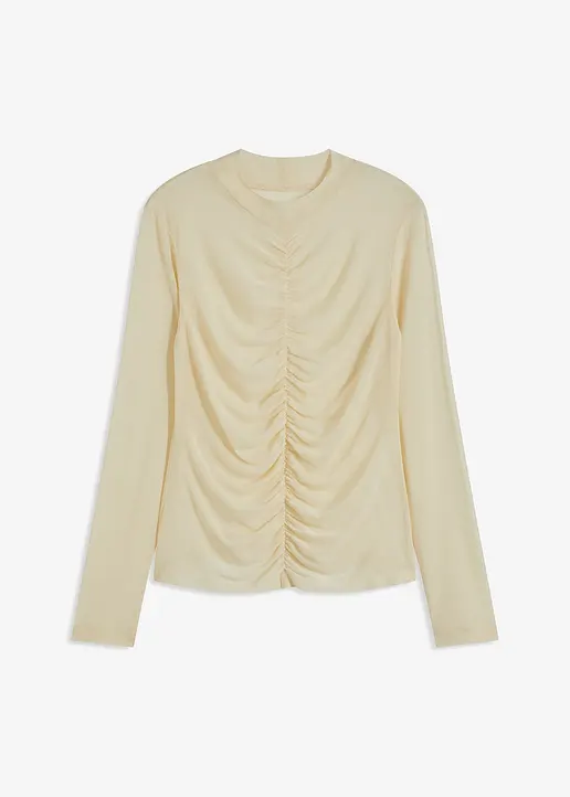 Langarmshirt in beige von vorne - bonprix