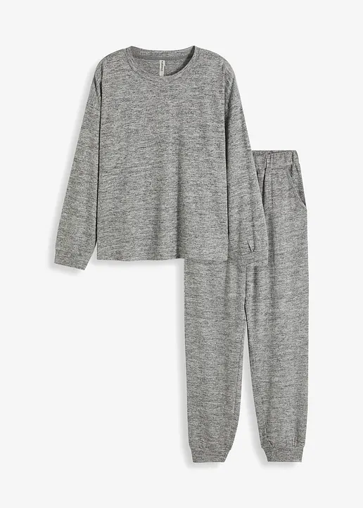 Oversized Loungewear Hausanzug aus weicher Viskose in grau von vorne - bonprix