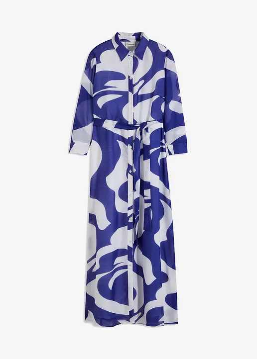 bedrucktes Midikleid in blau von vorne - bonprix