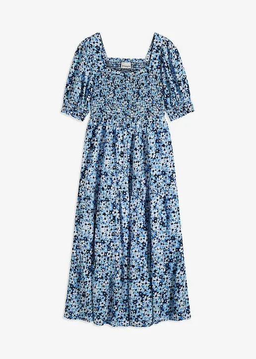 bedrucktes Midikleid in blau von vorne - bonprix