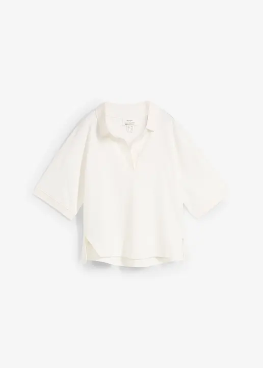 Poloshirt aus reiner Bio-Baumwolle in weiß von vorne - bonprix