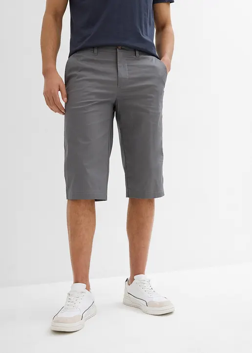 Long-Bermuda, Regular Fit in grau von vorne - bonprix