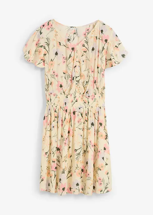 Kleid aus fließender Viskose in beige von vorne - bonprix