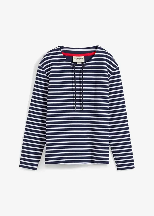 Sweatshirt aus Strukturmaterial in blau von vorne - bonprix