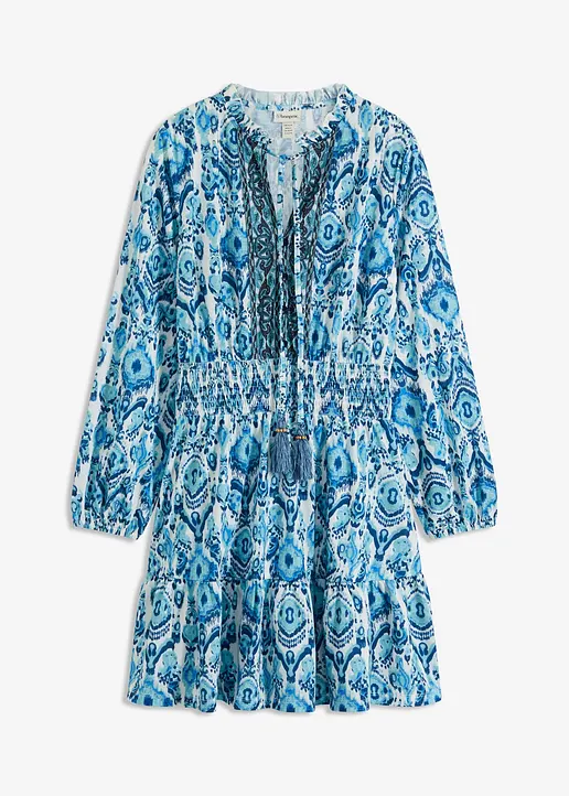 Boho Kleid aus Jersey in weiß von vorne - bonprix