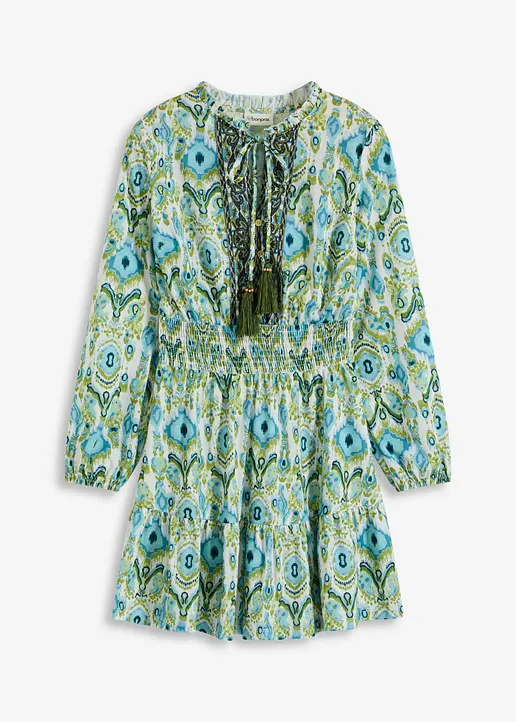 Boho Kleid aus Jersey in beige von vorne - bonprix