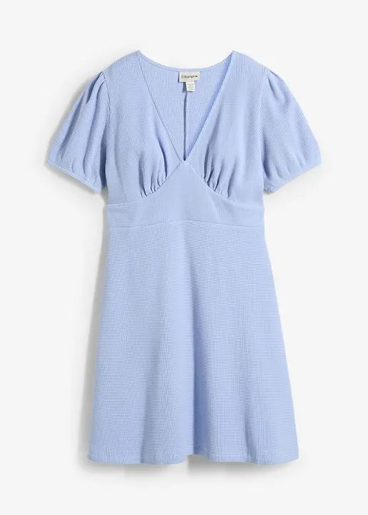 Shirtkleid aus reiner Baumwolle in blau von vorne - bonprix