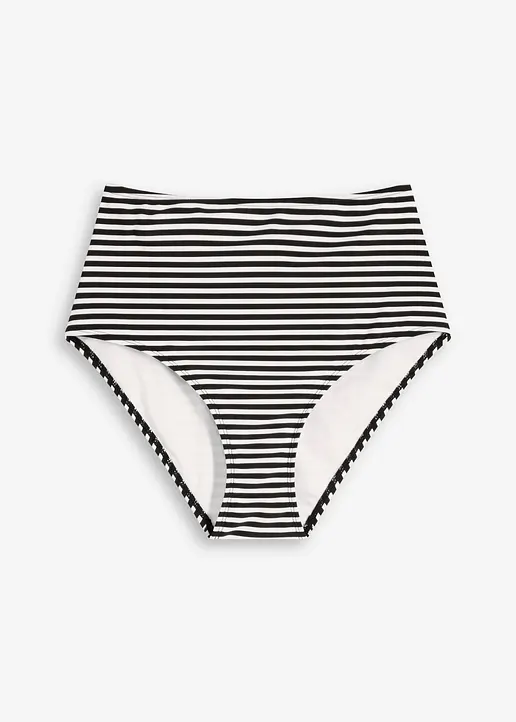 High waist Bikinihose mit normalem Beinausschnitt in schwarz von vorne - bonprix
