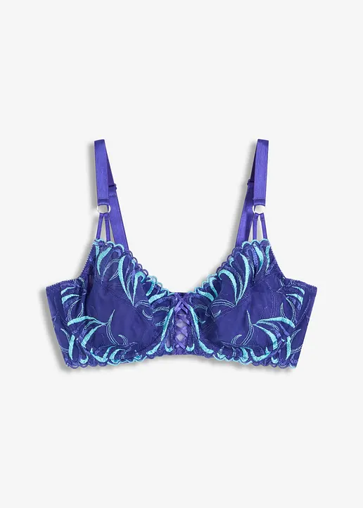 Minimizer-BH mit filigraner Stickerei in blau von vorne - bonprix
