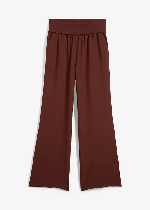 Palazzo-Hose mit Rippbündchen in braun von vorne - bonprix