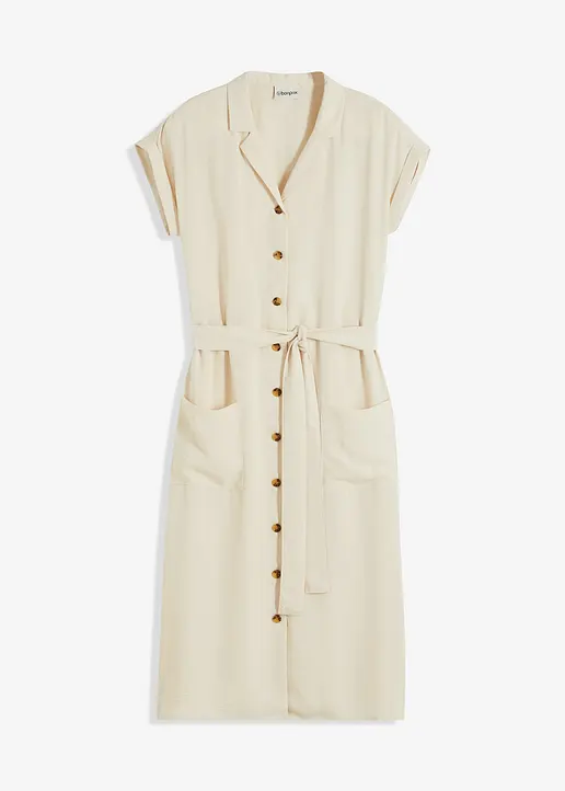 Blusenkleid in beige von vorne - bonprix