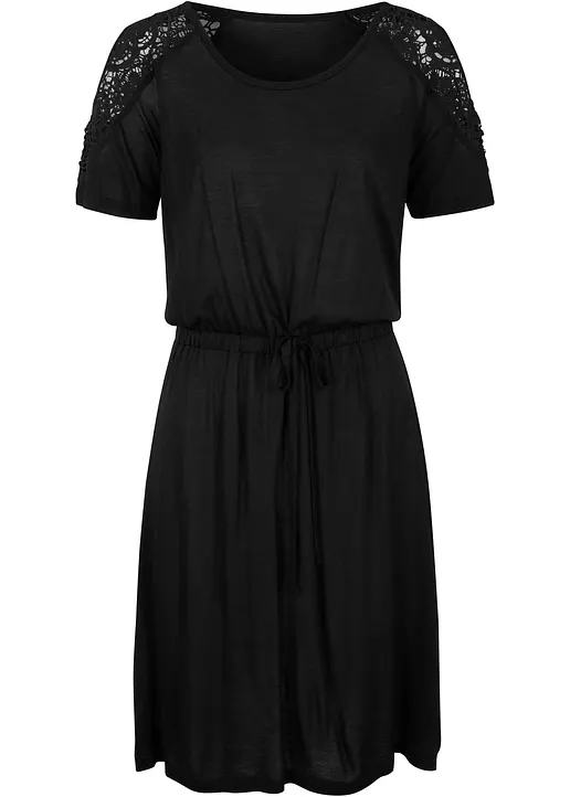 Transparentes Strandkleid aus Viskose in schwarz von vorne - bonprix
