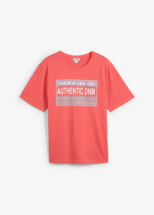 T-Shirt aus reiner Baumwolle, Loose Fit in pink von vorne - bonprix
