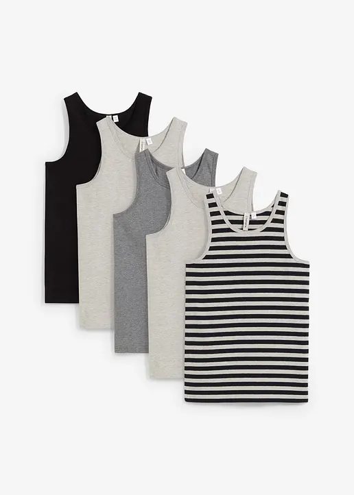 Unterhemd (5er Pack) in grau von vorne - bonprix