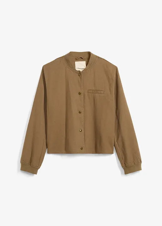 Pilotenjacke aus reiner Baumwolle in grün von vorne - bonprix
