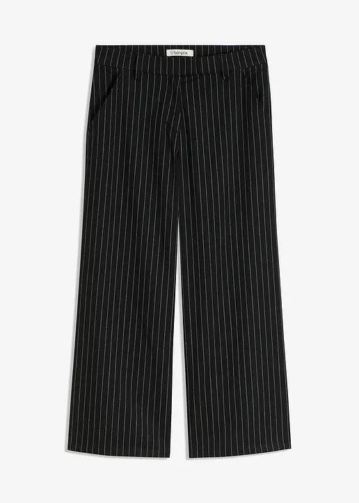 Nadelstreifen-Culotte in schwarz von vorne - bonprix