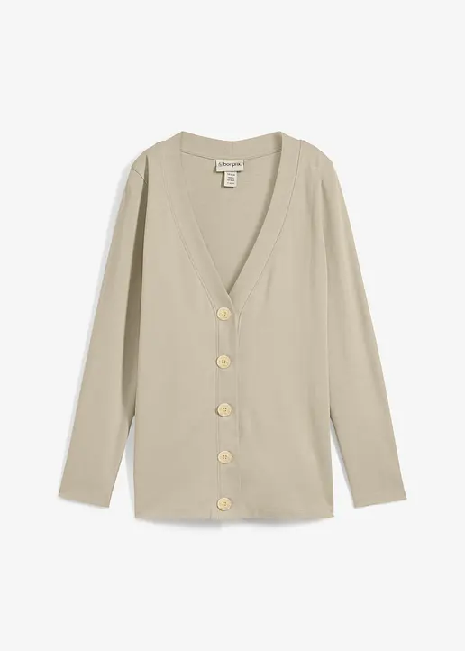 Shirtjacke aus reiner Bio-Baumwolle in grün von vorne - bonprix