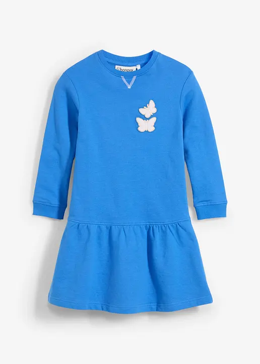Sweatkleid aus reiner Bio-Baumwolle in blau von vorne - bonprix