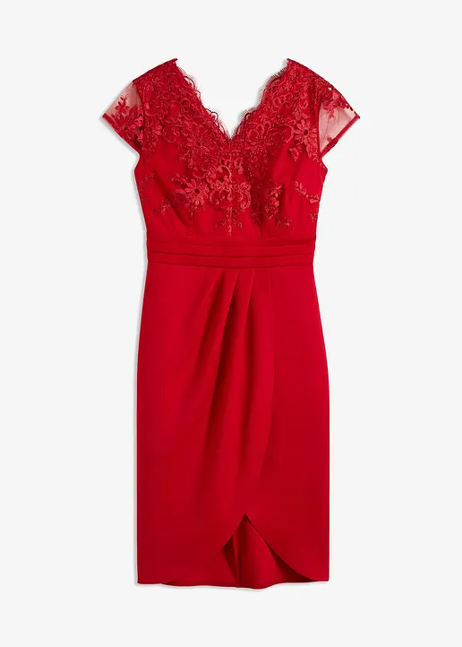 Minikleid mit Spitze in rot von vorne - bonprix