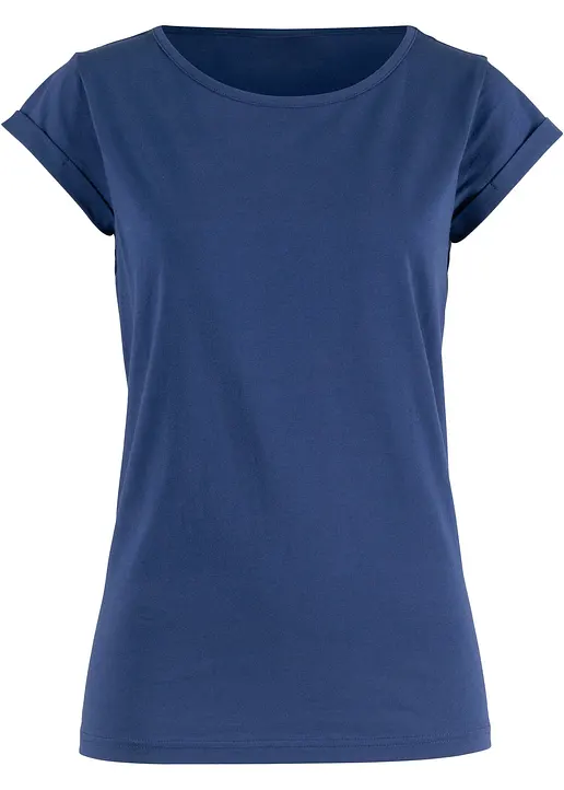 T-Shirt aus reiner Baumwolle in blau von vorne - bonprix