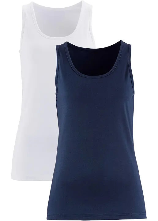Tanktop, (2er Pack) in blau von vorne - bonprix