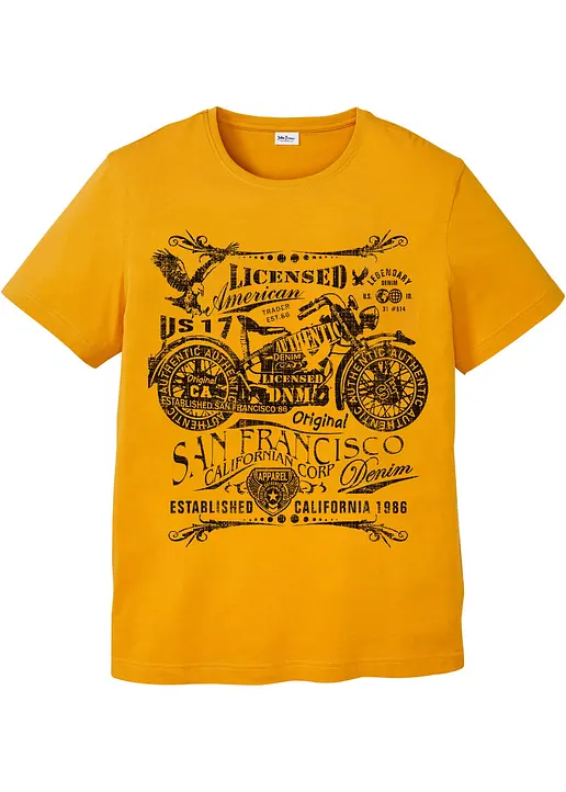 T-Shirt aus reiner Baumwolle in orange von vorne - bonprix