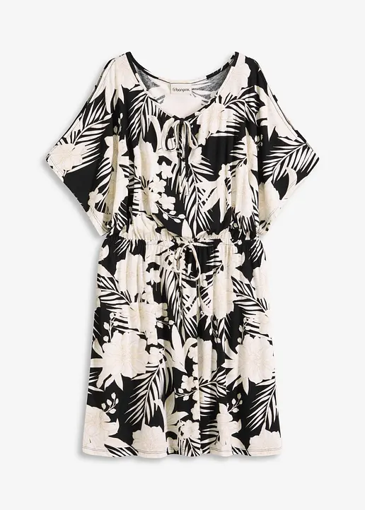 Jerseykleid in schwarz von vorne - bonprix