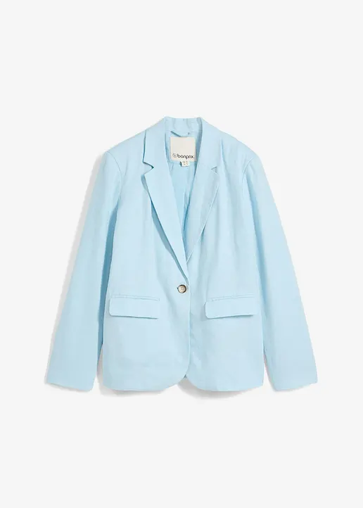 Blazer aus reinem Leinen in blau von vorne - bonprix