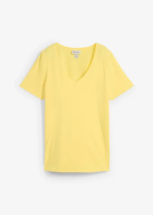 T-Shirt mit reiner Bio-Baumwolle in gelb von vorne - bonprix