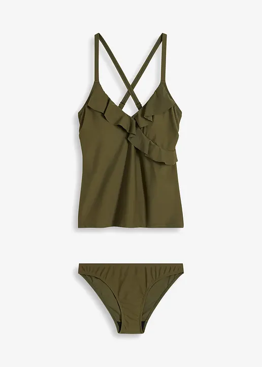 Tankini (2-tlg.Set) in grün von vorne - bonprix