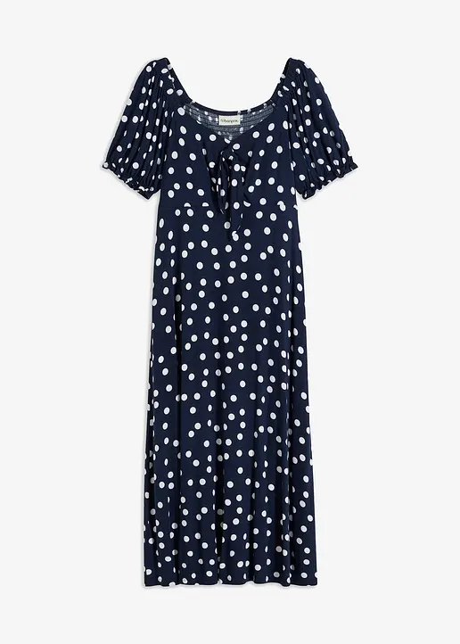 bedrucktes Midikleid in blau von vorne - bonprix