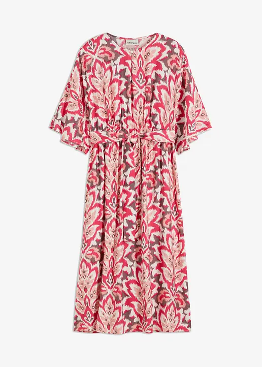 bedrucktes Midikleid aus Viskose-Mix in pink von vorne - bonprix