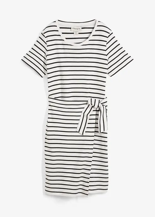 Jerseykleid aus reiner Baumwolle in weiß von vorne - bonprix