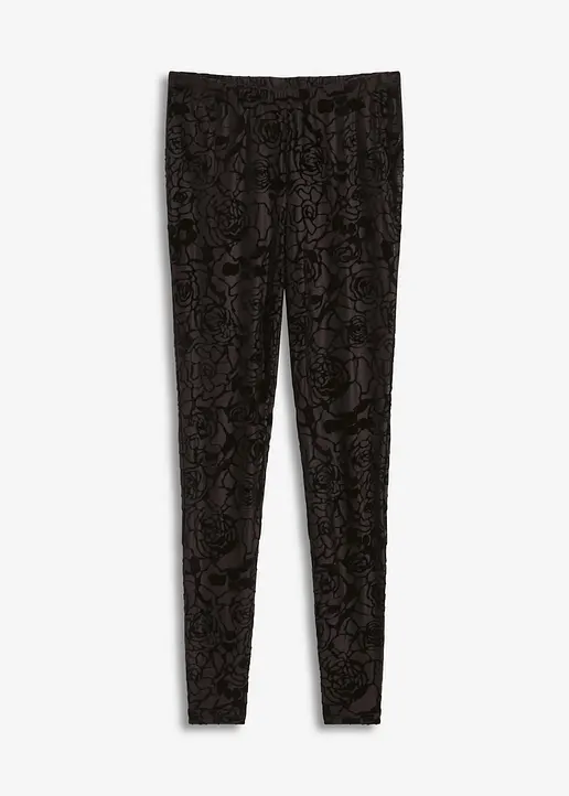 Leggings mit Burnout und leichter Transparenz in schwarz von vorne - bonprix