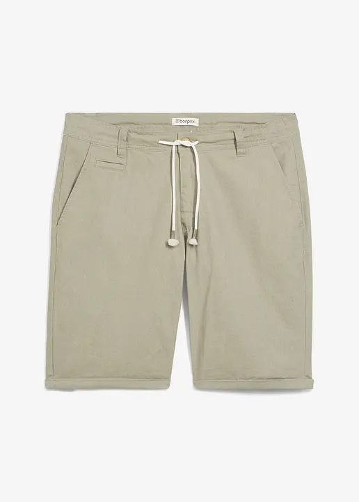 Regular Fit Bermuda mit Leinen in grün von vorne - bonprix