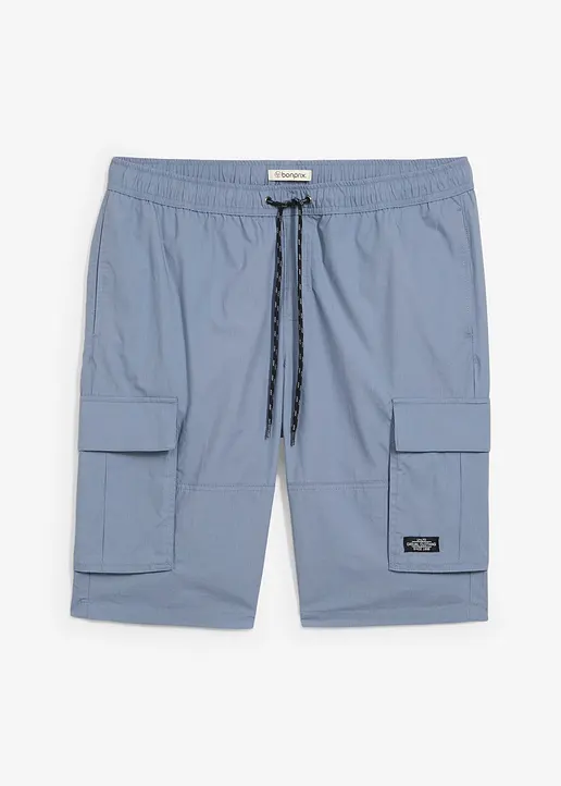 Schlupf-Cargo-Bermuda m. Komfortschnitt, Regular Fit in blau von vorne - bonprix