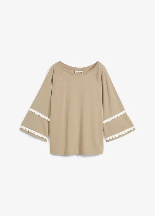 T-Shirt mit Seidenanteil in grün von vorne - bonprix