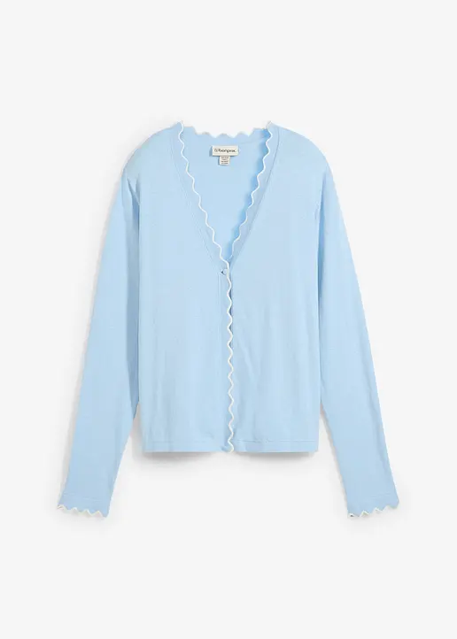 Feinstrickjacke mit Seidenanteil in blau von vorne - bonprix