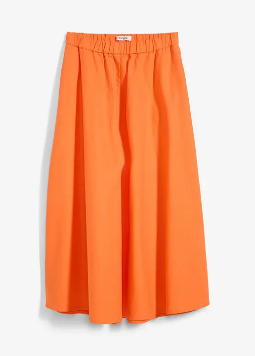 Midirock aus luftigem Leinen-Mix in orange von vorne - bonprix