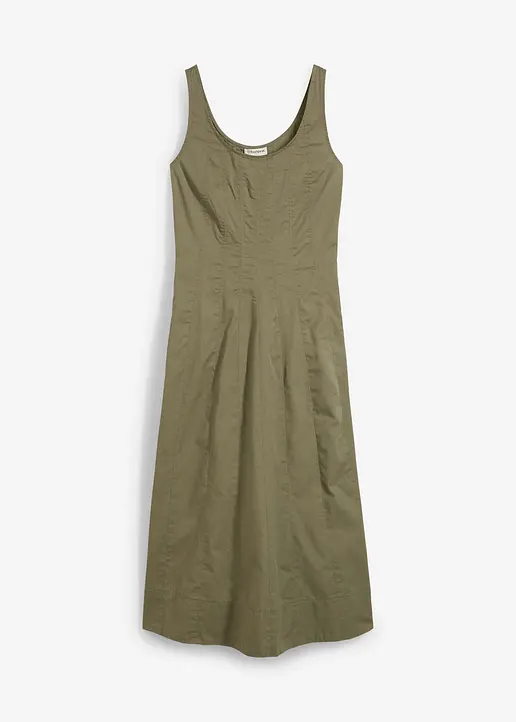 Midikleid mit vertikalen Nähten in grün von vorne - bonprix