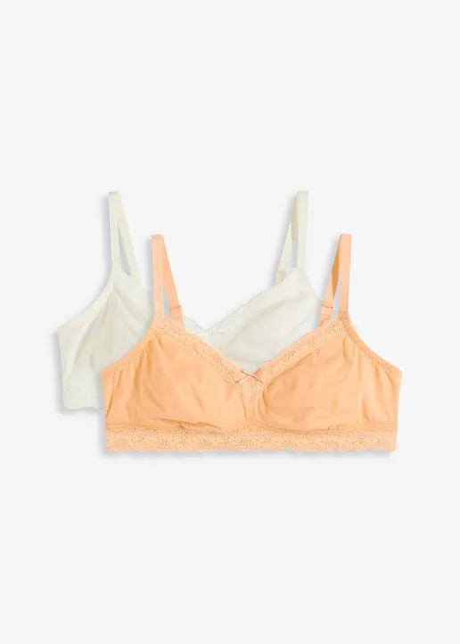 BH ohne Bügel mit Baumwolle (2er Pack) in orange von vorne - bonprix
