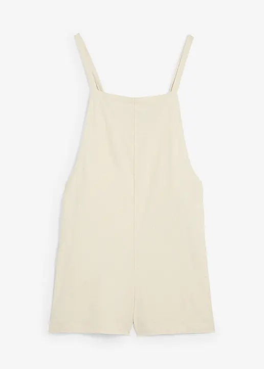 Kurzer Jumpsuit aus luftigem Leinen-Mix in beige von vorne - bonprix