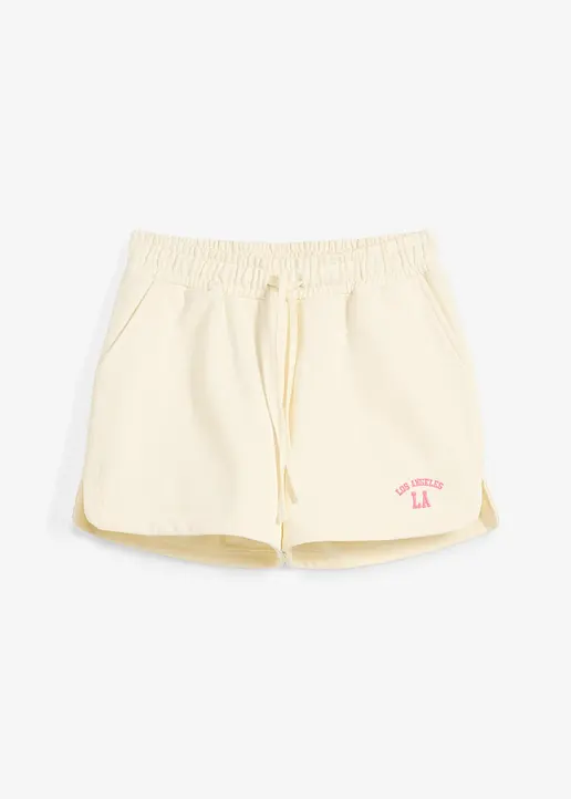 Sweat-Shorts aus reiner Bio-Baumwolle in weiß von vorne - bonprix