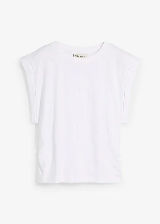 Shirt aus reiner Baumwolle in weiß von vorne - bonprix