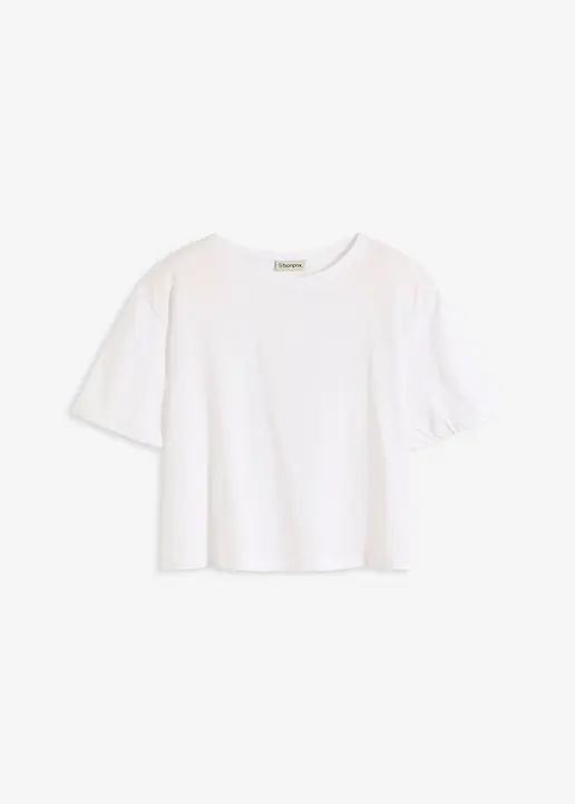 Oversize-Shirt aus reiner Bio-Baumwolle in weiß von vorne - bonprix