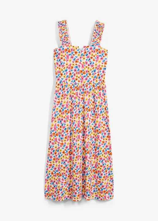 Shirtkleid mit leicht ausgestelltem Saum aus Baumwoll-Viskose-Mix in weiß von vorne - bonprix