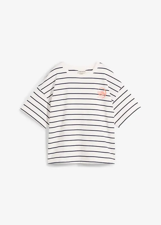 Sweatshirt aus weichem Baumwoll-Mix in weiß von vorne - bonprix
